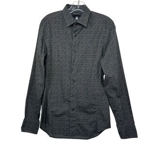 G-Star RAW Mens Super Slim Fit Charcoal Long Sleeve Button Up Shirt, Patterned
